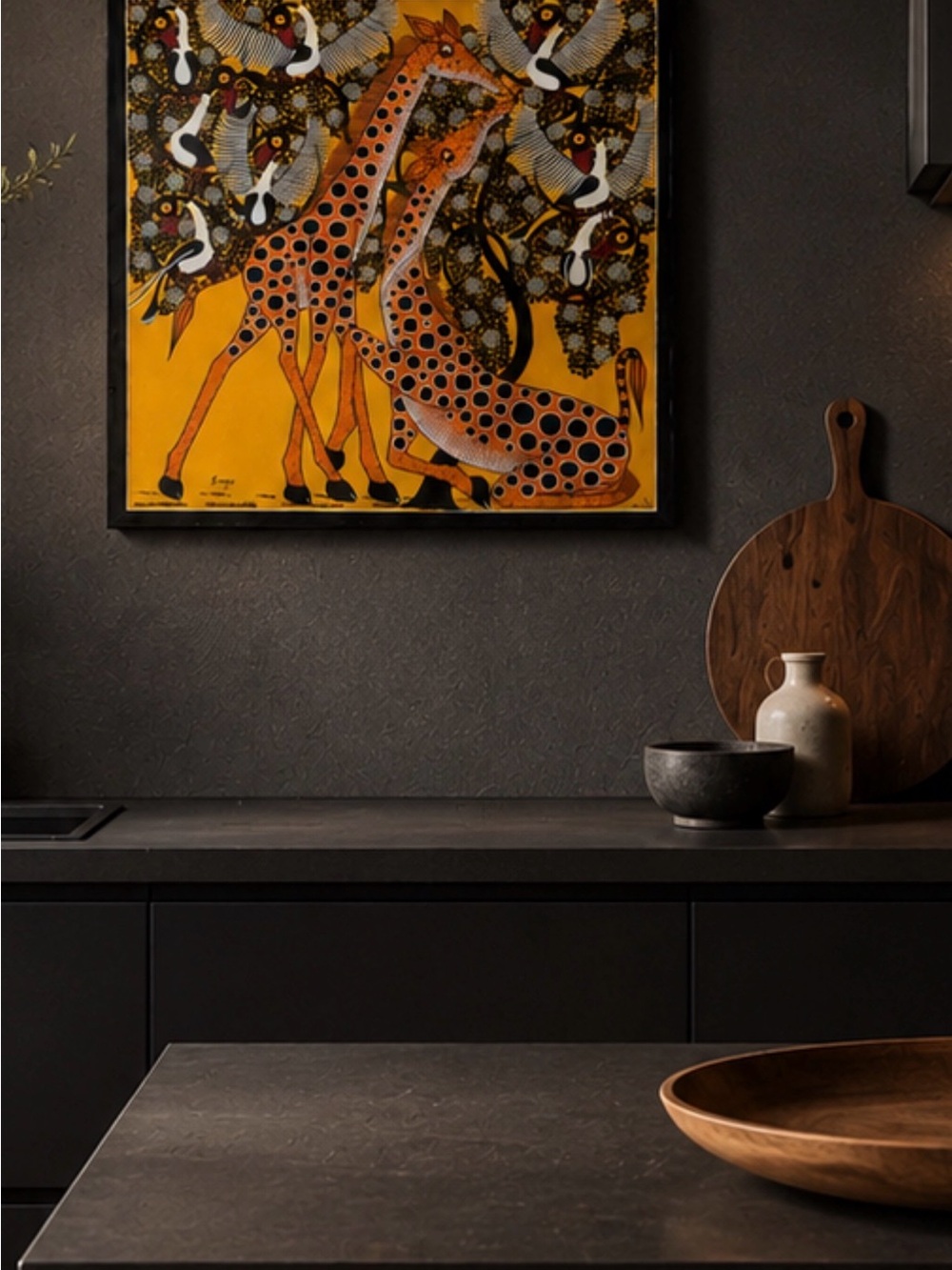 Vibrant Orange Giraffe Wall Art Print - Unbranded